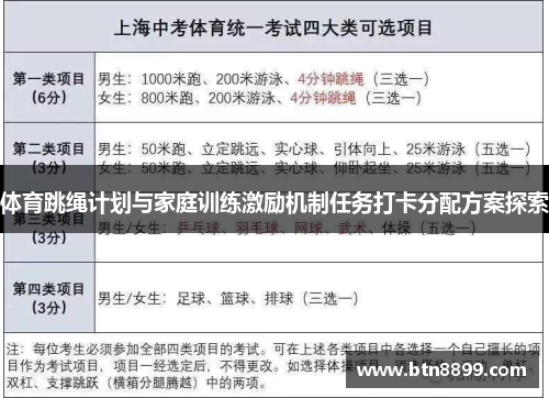 体育跳绳计划与家庭训练激励机制任务打卡分配方案探索